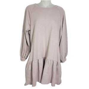 Lush Womens Tunic Top Size Small Cloud Gray Peplum 3/4 Sleeve Crew Neck Pullover